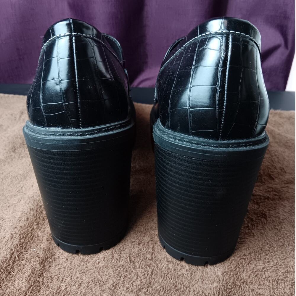 Torrid Croco Platform Heeled Loafers Womens 11.5 WW Black Chunky Goth Schoolgirl - Picture 6 of 9